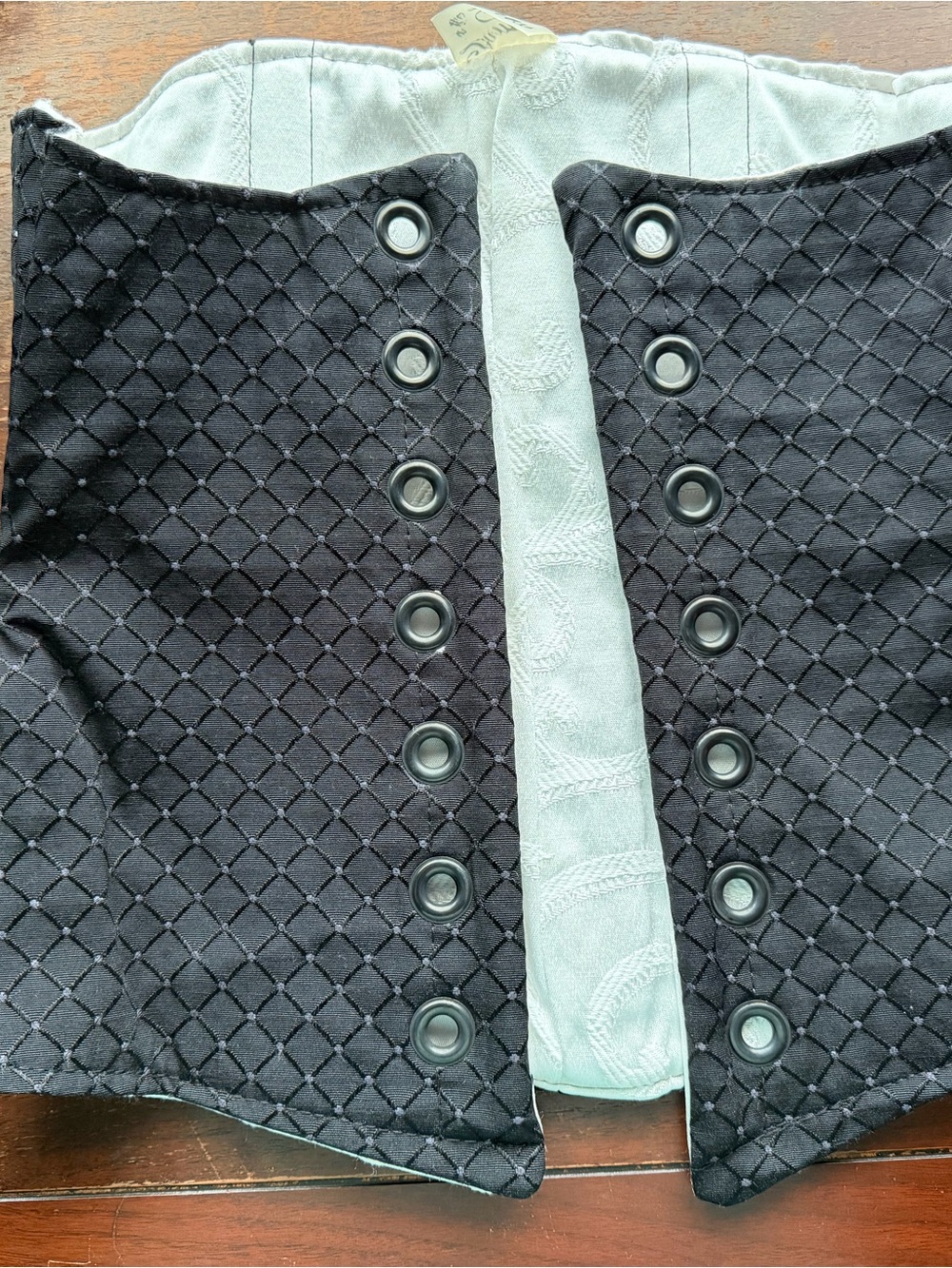 Black Quilted Corset-Style Skirt Panel